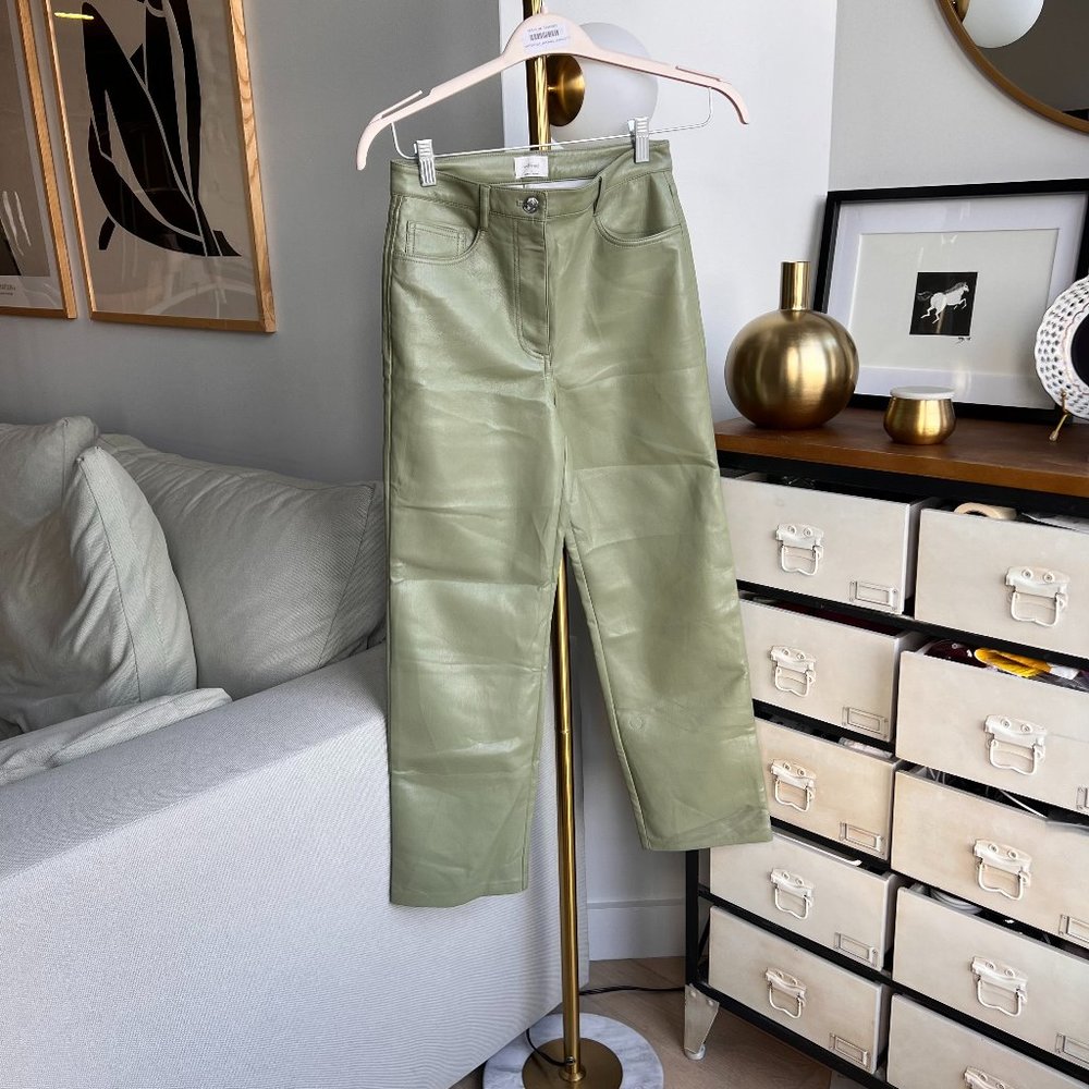 Wilfred Melina Cropped pant in Faux leather sage frost